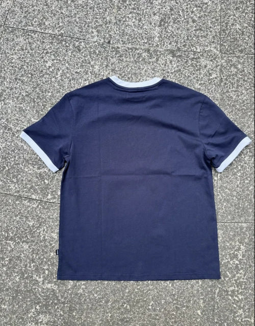 Verano Studios ringer t-shirt i navy med lyseblå kanter - bagside